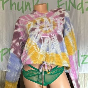 Victorias Secret PINK Fleece Cropped Campus Pullover Hoodie Sweater Top